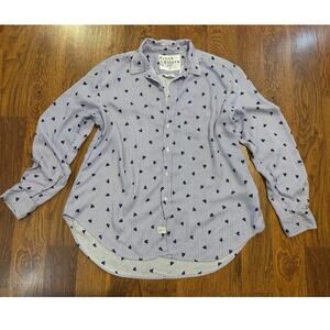 Frank & Eileen Hearts Stripes Modal Button Down Shirt Large Relaxed Luxury Soft